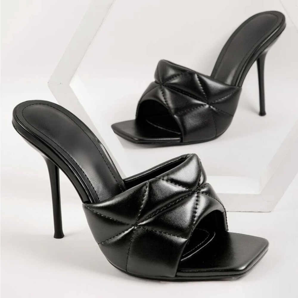 Square toe single strap mule high heels
